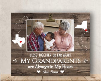 Gift for Grandparents, Christmas Gift for Grandparents, Grandparent Gift, Personalized Picture Frame,Close Together or Far Apart,Grandparent