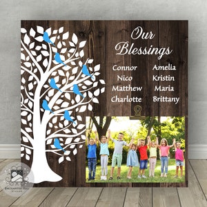Christmas Gift for Grandparents, Our Blessings, Grandparent Family Tree, Grandma Tree, photo Frame, 12x12