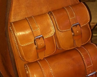 Distinctive and luxurious Ukulele  leather case with three pockets - Your music is unique, your case too.