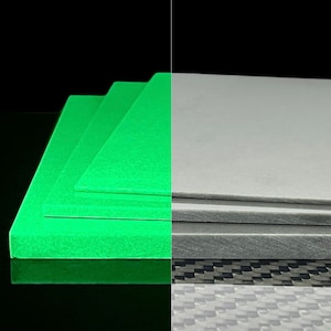 HyperGlow DARK SIDE GREEN Glow in the dark Sheet Plate Flat stock Skur Composites Reusable Rechargeable Bright glow