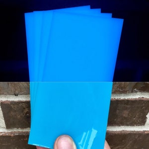 HyperGlow BLUE Glow in the dark Sheet Plate Flat stock Skur Composites Reusable Rechargeable Bright glow