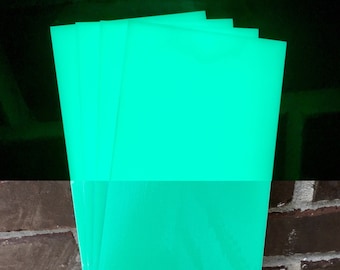 HyperGlow AQUAMARINE Brilla en la oscuridad Lámina Placa Material plano Skur Composites Reutilizable Recargable Brillo brillante