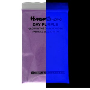 HyperGlow DAY PURPLE Glow in the dark POWDER Skur Composites Reusable Rechargeable Bright day color and night glow