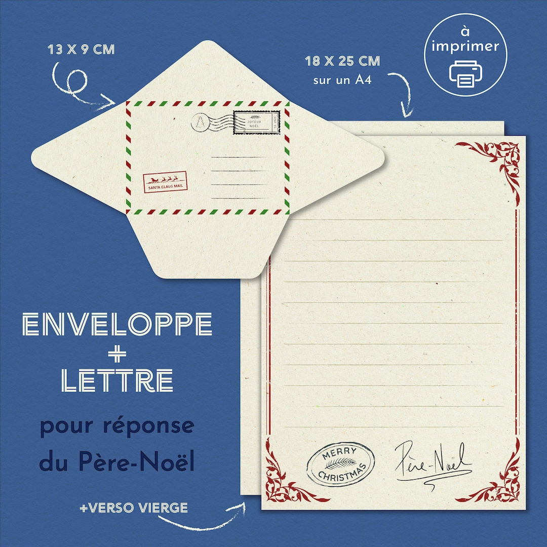 Réponse du père Noël Enveloppe lettre vierge Etsy France