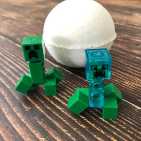 Bath Bombs with Toy - Kids Bath Bombs - Surprise Bath Bomb - Bath Bomb with Brick Builder Character - Dye Free - Sensitive - Organic