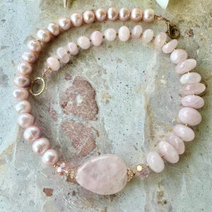 Pink Pearl Quartz Stone Necklace