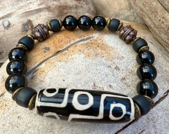 Mens Tibetan Beaded Stone Bracelet