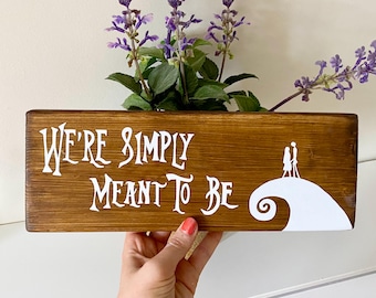Simply Meant To Be Jack & Sally Wooden Sign Hand Painted