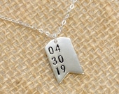 Personalized Tag Necklace - Special Date Layered Necklace - Personalized Necklaces with Numbers - Birth Necklace - Pennant Necklace