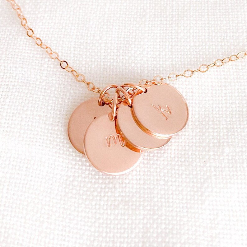 gold disc necklace monogram necklace Custom Stamped Personalized Necklace Multiple Disc Necklace SKYYEdesign