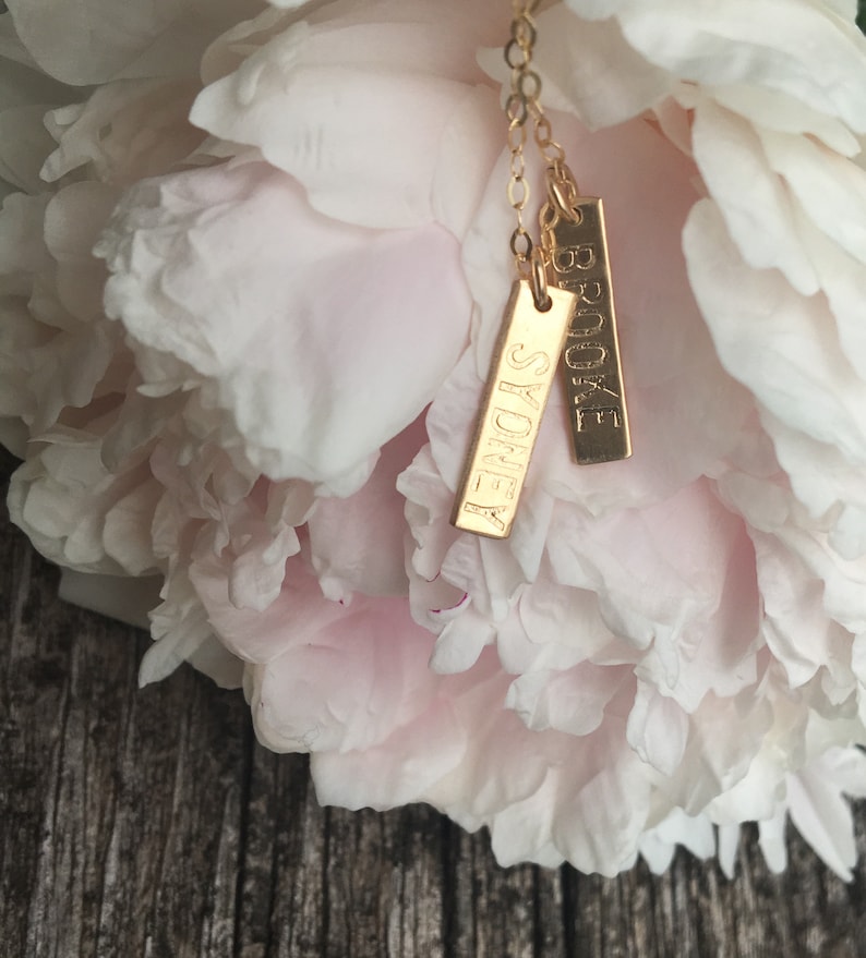 AZURE Layered Bar Necklace \u2022 16 x 4mm \u2022 Name Necklace \u2022 Initial Pendant