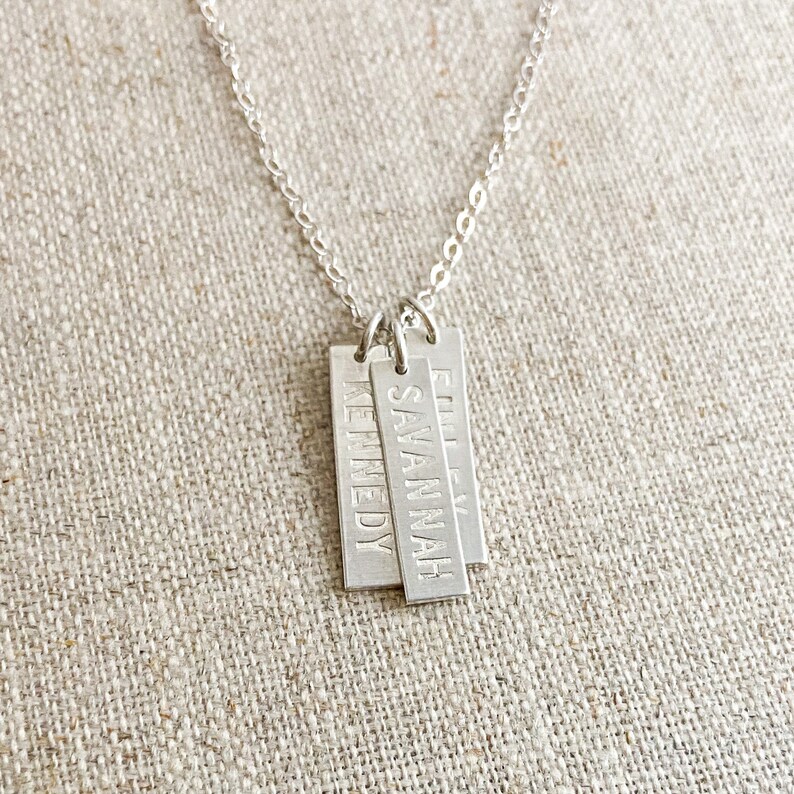 AZURE Layered Bar Necklace \u2022 16 x 4mm \u2022 Name Necklace \u2022 Initial Pendant