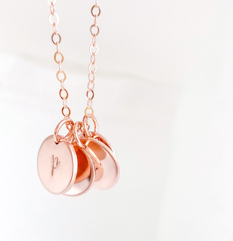gold disc necklace monogram necklace Custom Stamped Personalized Necklace Multiple Disc Necklace SKYYEdesign