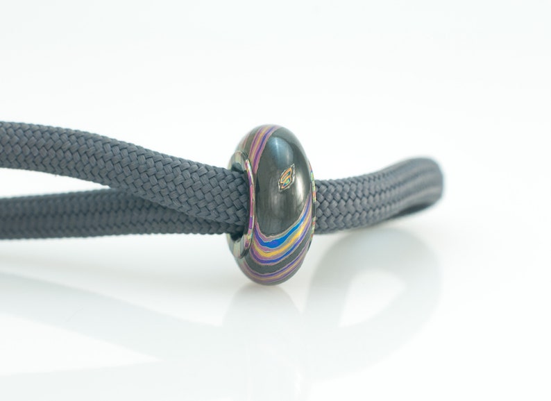 Donut style Nugget Handmade Dark Timascus Zircuti paracord lanyard Modular bead