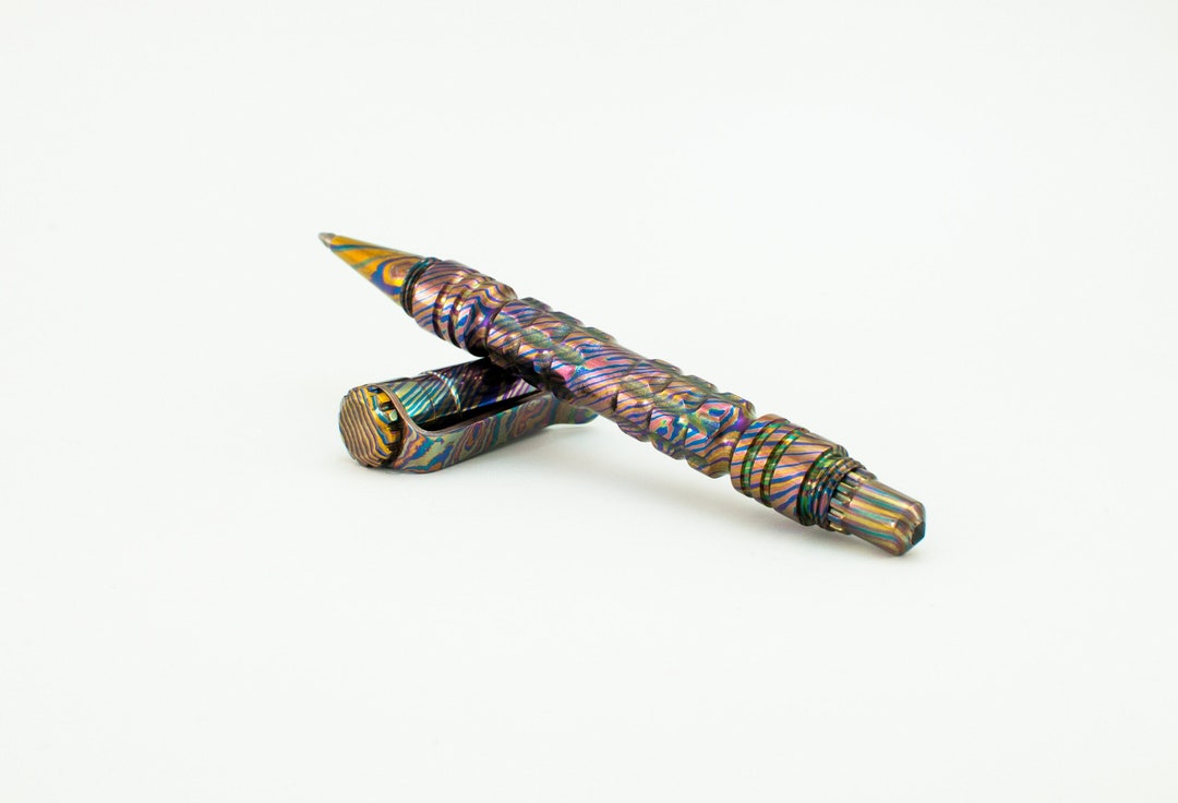 Handmade Timascus Mokuti EDC Tactical Custom Pen With Thick Timascus