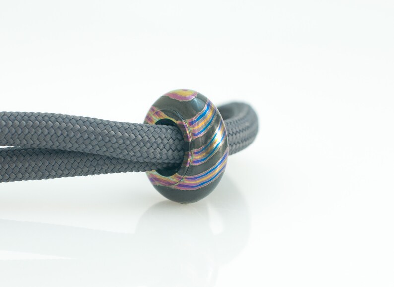 Donut style Nugget Handmade Dark Timascus Zircuti paracord lanyard Modular bead