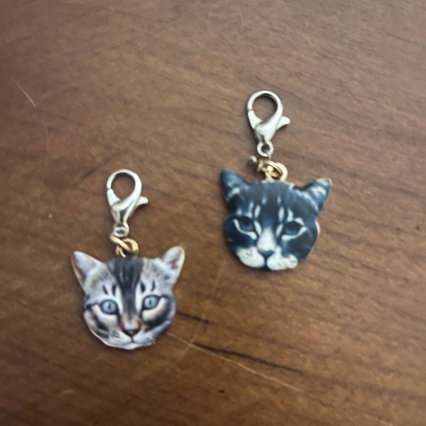 Meow- cat zipper pull, Gold back, zipper charm, cat charm, cat lover, pet parent