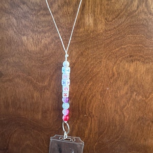 Beaded Lanyard, TEACH, colorful Teacher Lanyard, Beaded Badge Holder, Teacher gift idea, beaded gifts, back to school, school supplies