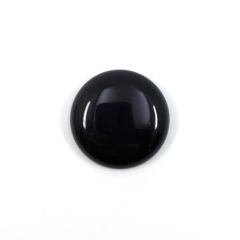 25mm Natural Black agate round flatback natural gemstone cab cabochon image 1