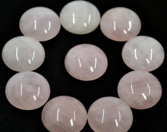 10pcs Natural Rose quartz gemstone round flatback cab cabochon 6mm 8mm 10mm 12mm 14mm 16mm 18mm 20mm 25mm