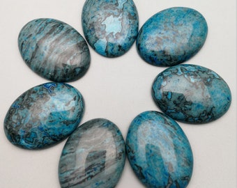 40mm Blue Crazy Lace Agate Oval flatback gemstone CAB cabochon