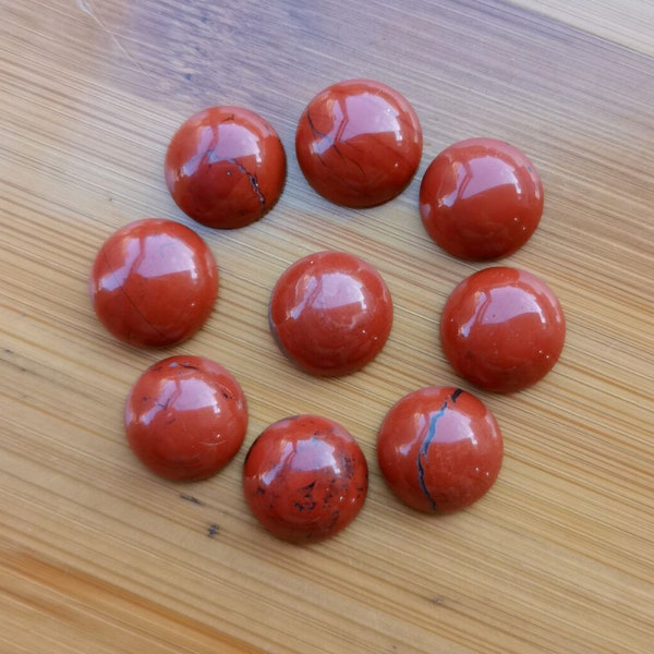 10 pièces cabochon rond à dos plat en jaspe rouge naturel 6 mm 8 mm 10 mm 12 mm 14 mm 16 mm 18 mm 20 mm