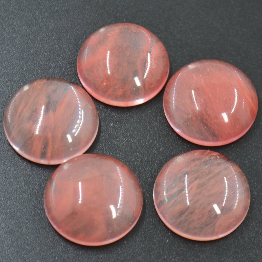 10pcs Volcano cherry quartz gemstone round flatback cab Etsy