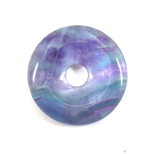 30mm Natural Rainbow fluorite donut focal gemstone pendant bead