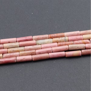 13mm Natural Pink Rhodonite Tube Cylinder Gemstone Loose Beads Strand 16&#39;&#39;