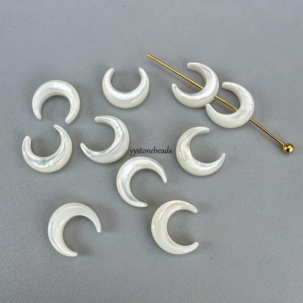 Natural Mother of pearl Mop Shell Moon Pendant Crescent Beads Jewelry Making 10pcs