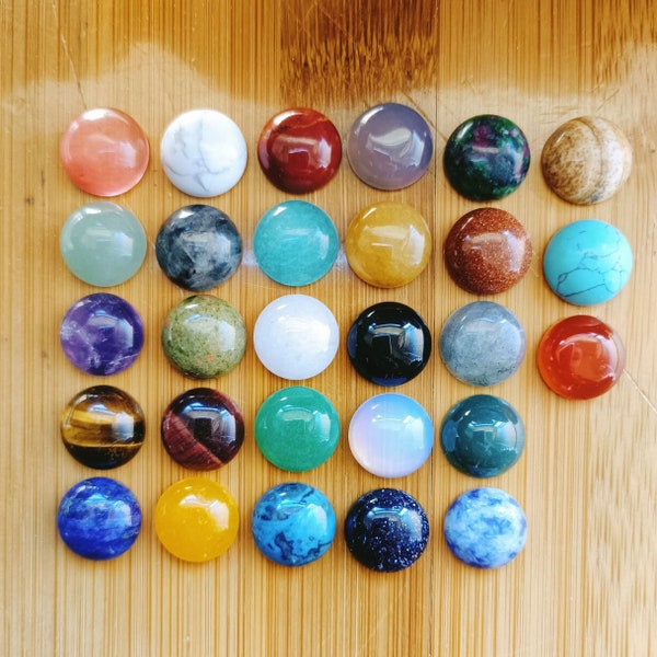 12mm *Mixed lot* 12pcs gemstone crystal round flatback cab cabochon