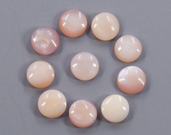 Natural Pink Mother of Pearl Cabochons: 4mm Round Mop Shell Gemstone (10pcs)