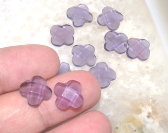 10 piezas de cabujón plano de flor de ciruelo de amatista sintética facetada de 12 mm