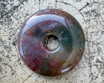 30mm Natural Multicolor Agate Donut Pendant: DIY Gemstone Focal Beads