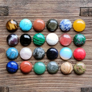 18mm *Mixed lot* 12pcs gemstone crystal round flatback cab cabochon