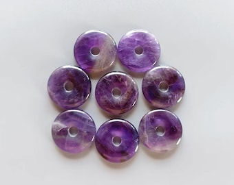 30mm Natural amethyst donut focal gemstone pendant bead