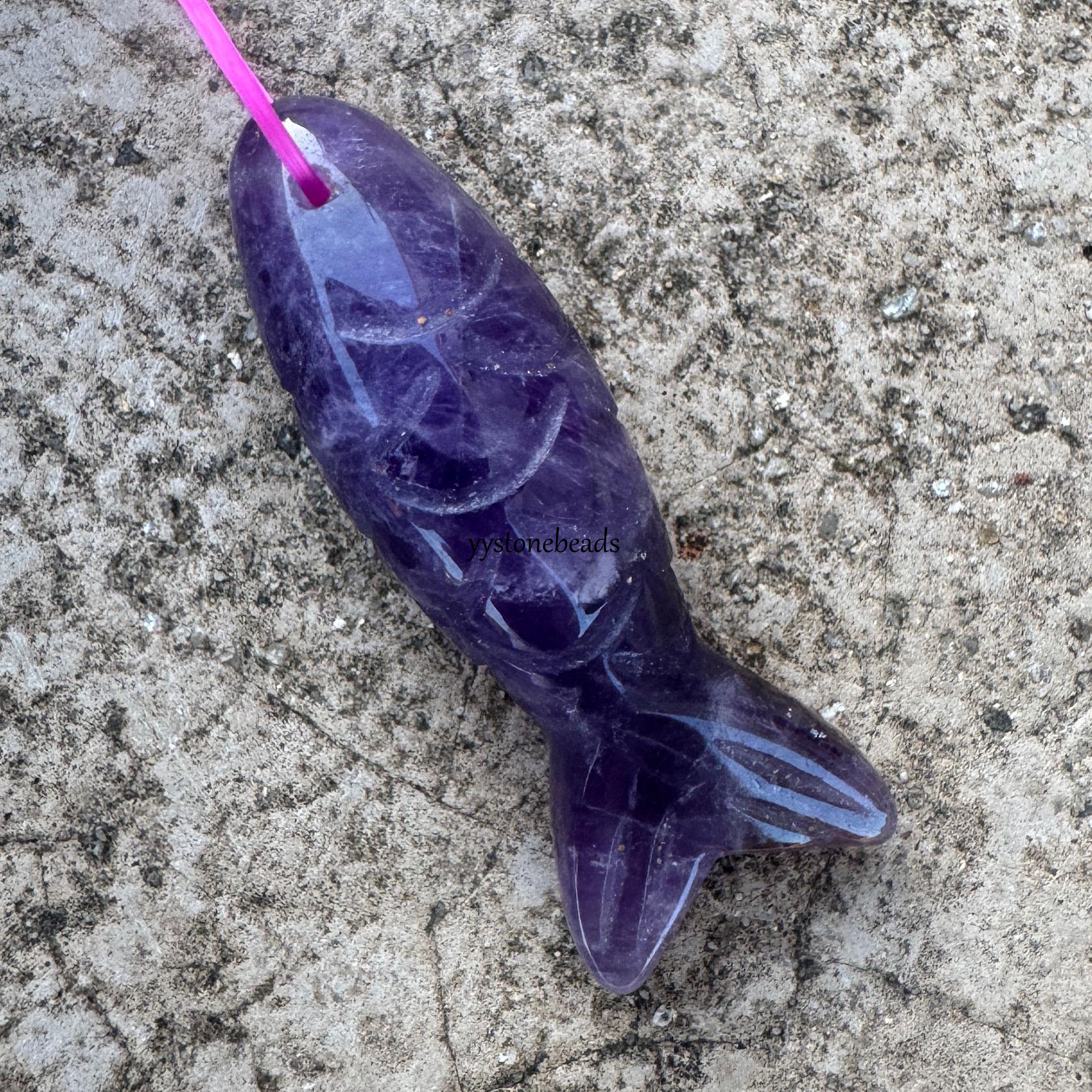 Carved Gemstone Fish Pendant: Amethyst, Quartz, Jade Jewelry Making ...
