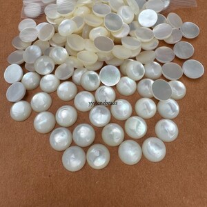 8mm Natural White Mother of Pearl MOP Shell Round Flatback Cabochons