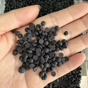 20 stuks natuurlijke zwarte lava ronde edelsteen plaksteen cabochon 4 mm 6 mm 10 mm