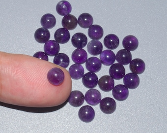 30pcs 6mm Natural Amethyst round gemstone flatback cab cabochon wholesale