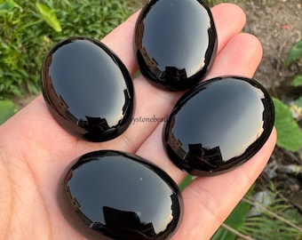 Cabochon CAB ovale con retro piatto ovale in onice nero naturale da 40 mm, 1,5"