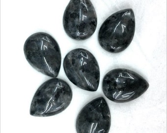 10pcs Natural black larvikite gemstone teardrop flatback cab cabochon 14mm 16mm 18mm 20mm 25mm