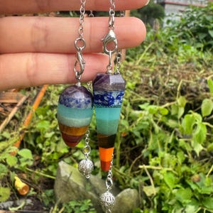 7 Chakra Stones Pendulum Pendant: Reiki Healing Crystal