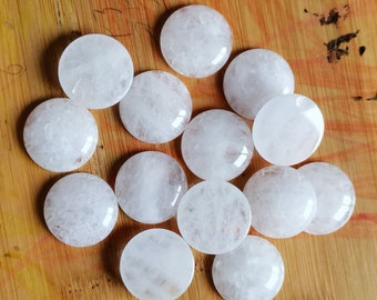 25mm Natural White Quartz  Round Cabochon CAB Flatback Semi-precious Gemstone