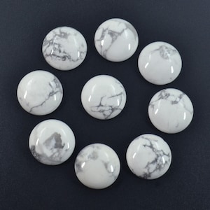 10 piezas de howlita blanca natural, cabujón plano redondo de piedra preciosa CAB de 6 mm, 8 mm, 10 mm, 12 mm, 14 mm, 16 mm, 18 mm, 20 mm y 25 mm