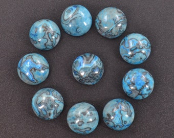 10pcs Dyed Blue Crazy Lace Agate round gemstone flatback cab cabochon 4mm 6mm 8mm 10mm 12mm 14mm 16mm 18mm 20mm  25mm