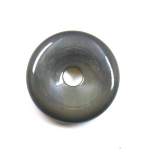 30mm Natural rainbow obsidian round donut focal gemstone pendant beads DIY jewelry making 1pc / 3pcs / 5pcs
