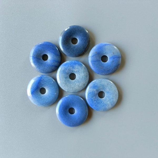 30mm Natural blue aventurine donut focal gemstone pendant bead