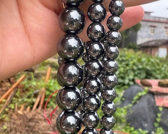 Natural AA Black Magnetic Hematite round DIY gemstone loose beads strand 16&#39;&#39; 4mm 6mm 8mm