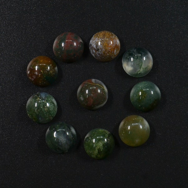 10pcs Natural Multi-color indian agate gemstone round flatback cab cabochon 4mm 6mm 8mm 10mm 12mm 14mm 16mm 18mm 20mm 25mm